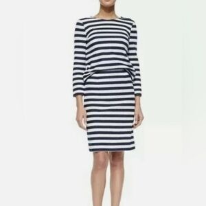 DIANE VON FURSTENBERG White Navy Chevron Skirt Top Set Sz 8